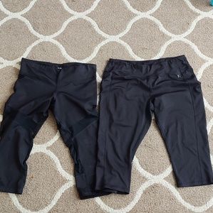 2 pairs black workout capries